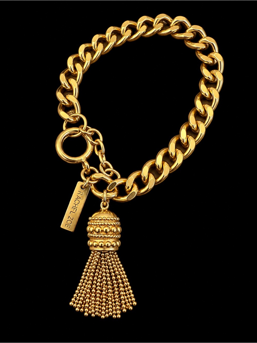Rachel Zoe Polished Gold Tassel Charm Bracelet